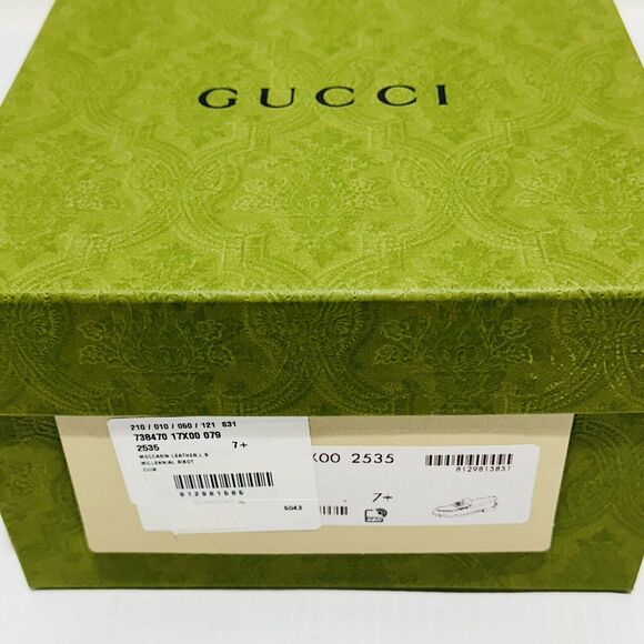 Gucci Interlocking G Men's 7.5/ US 8 Brown Leather Loafers Slip-On Shoes NIB - Picture 10 of 11